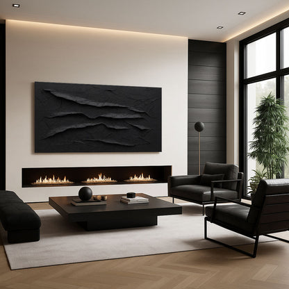 Modern Abstract Minimalist Wall Art IV canvas by Tailored Canvases with black relief on Tampa Home & Garden Store