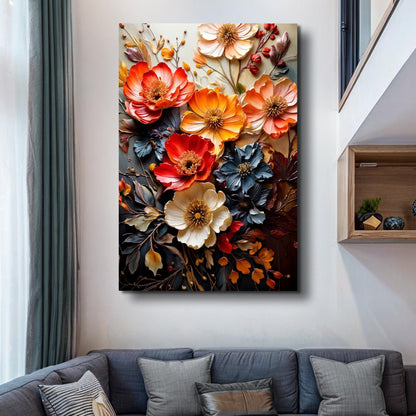 Blooming Garden Rhapsody Wall Art Canvas by Tailored Canvases; vibrant orange, cream and coral florals on Tampa Home & Garden Store