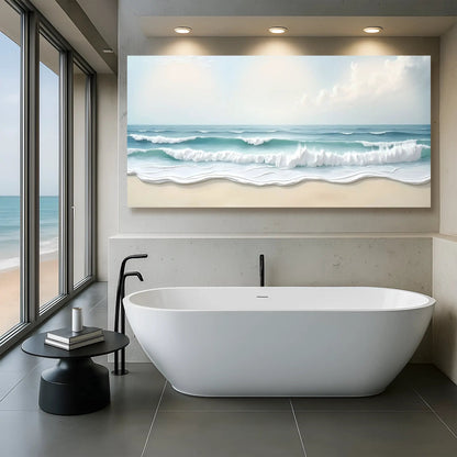 Serene Ocean Wave Coastal Wall Art Canvas XIV