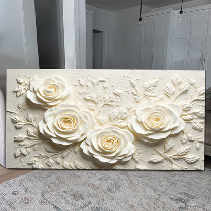Floral Abstract Wall Art IV canvas with ivory 3D rose relief Tailored Canvases crafting canvas on Tampa Home & Garden Store
