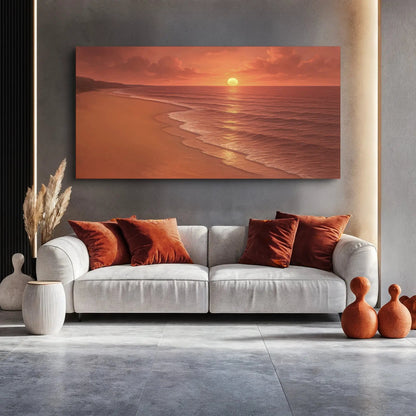 Beach Shoreline Coastal Wall Art VII canvas by Tailored Canvases with orange sunset over sea on Tampa Home & Garden Store