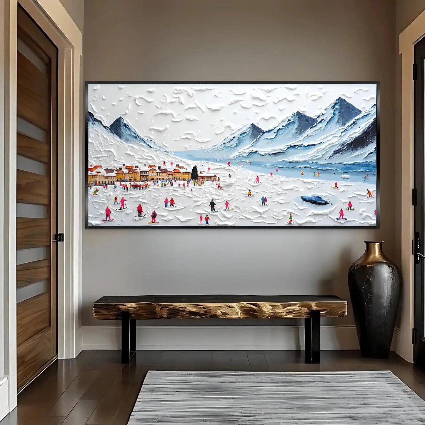Snow Mountain Abstract Wall Art II canvas with embossed snow textures and blue peaks on Tampa Home & Garden Store