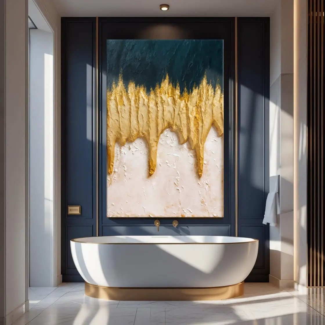 Abstract Blue And Gold Wall Art canvas by Tailored Canvases on Tampa Home & Garden Store