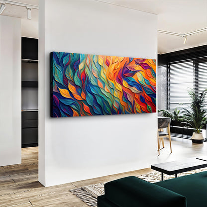 Chroma Whispers Canvas wall art by Tailored Canvases; bold multicolor abstract swirls on Tampa Home & Garden Store