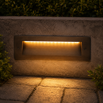 STB18 3W LED Cast Brass Outdoor Horizontal Modern Step Light Low Voltage Lighting