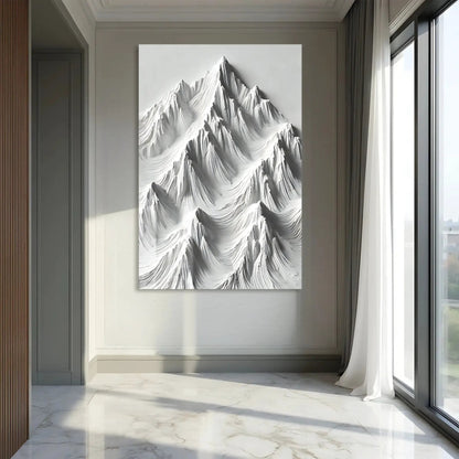 White Mountain Wall Art canvas by Tailored Canvases, mountain relief on tall vertical panel on Tampa Home & Garden Store