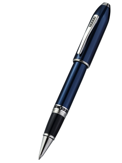 Peerless cobalt blue rollerball pen with polished chrome appointments and Swarovski crystals by Cross on Tampa Home & Garden Store