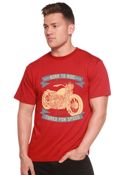 Born To Ride American Legend bamboo blend graphic tee red with motorcycle by Spun Bamboo on Tampa Home & Garden Store