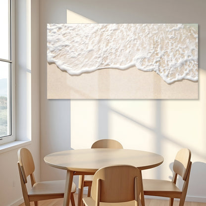 Sandy Waves Wall Art II canvas by Tailored Canvases; foamy waves over sand in a bright room on Tampa Home & Garden Store