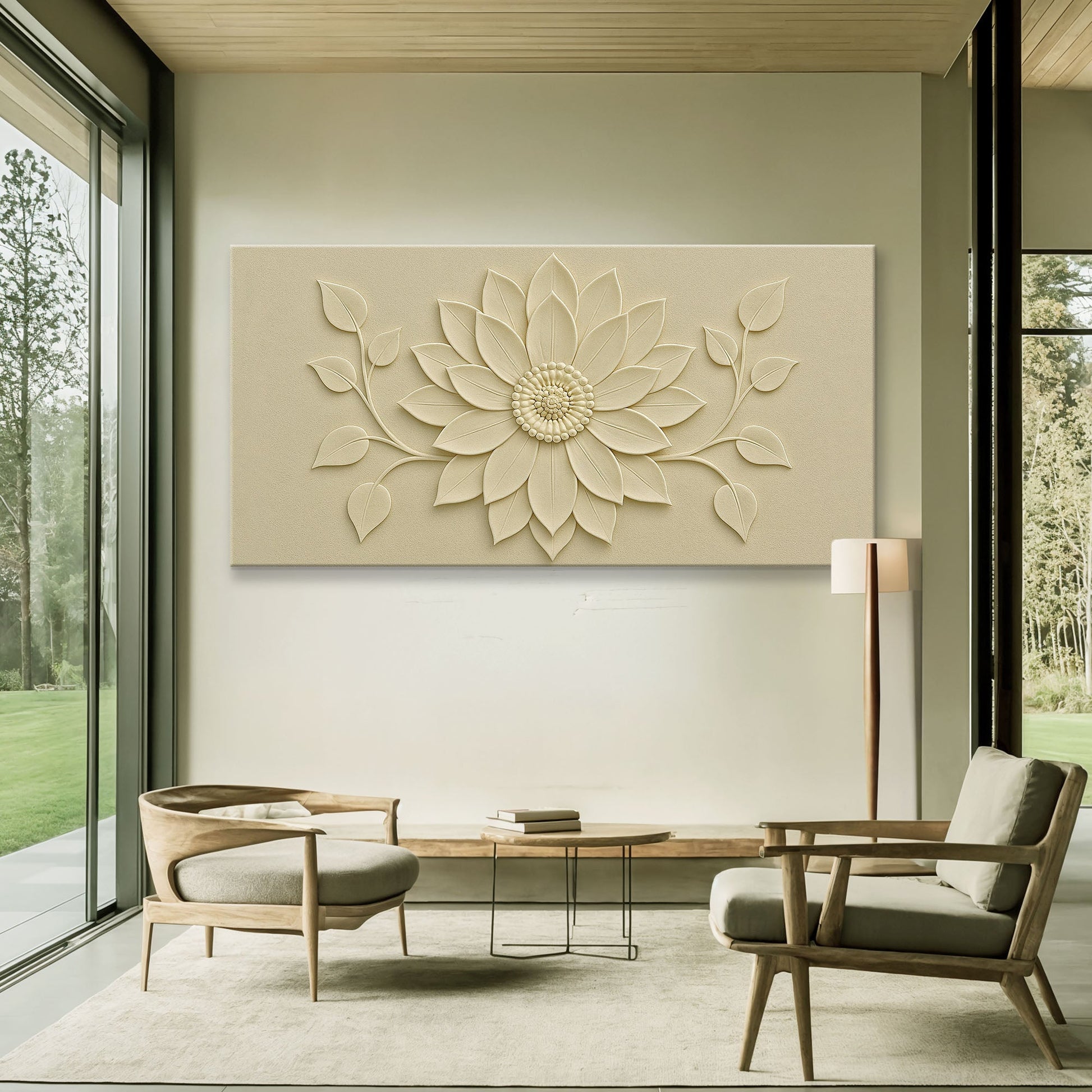 Floral Abstract Wall Art VI canvas with cream 3D bloom relief Tailored Canvases on Tampa Home & Garden Store