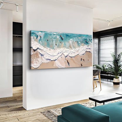 Beach Days Wall Art XV canvas Tailored Canvases, teal beach waves on crafting canvas in a home on Tampa Home & Garden Store