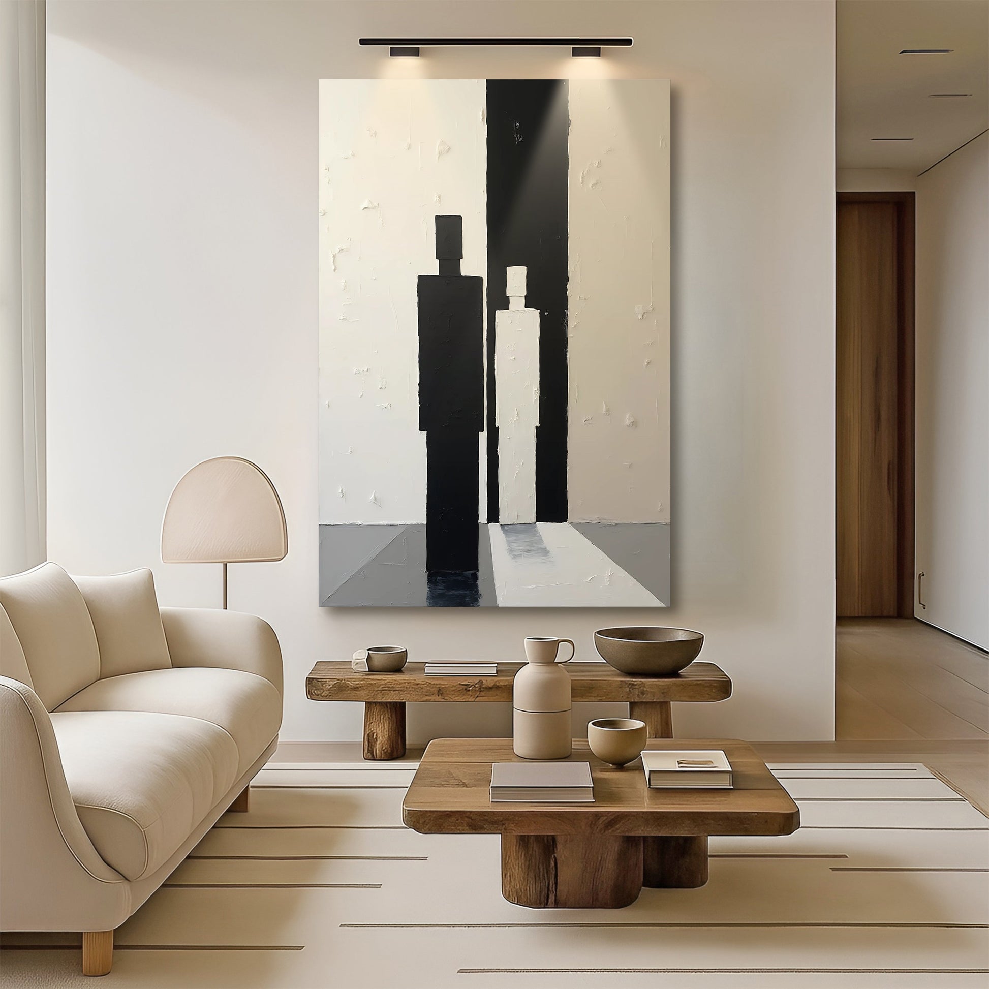 Contemporary Minimalist Abstract Wall Art canvas by Tailored Canvases with black vertical bars on Tampa Home & Garden Store