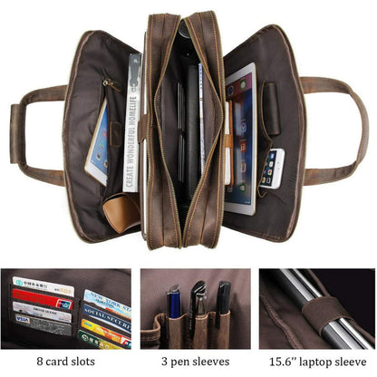 Crazy Horse Leather Briefcase - Tampa Home & Garden Store