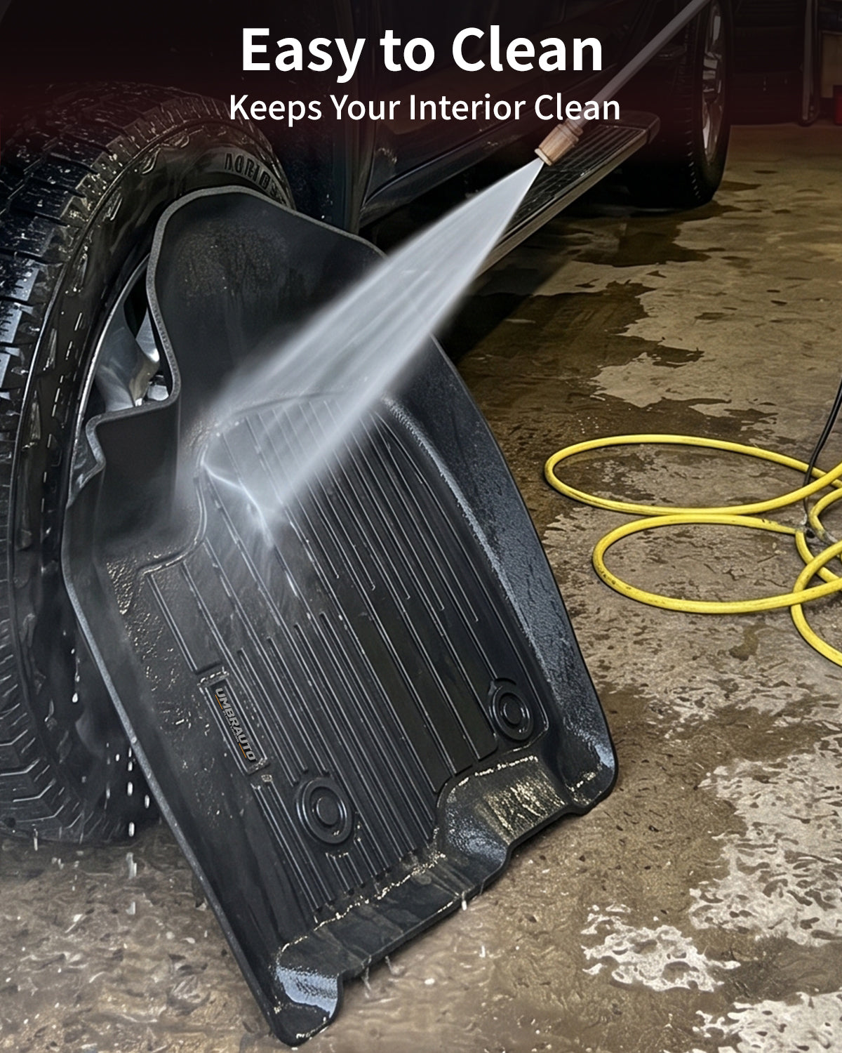 Umbrauto all-weather floor mat for Chevy Silverado/GMC Sierra Crew Cab, black TPE liner on Tampa Home & Garden Store