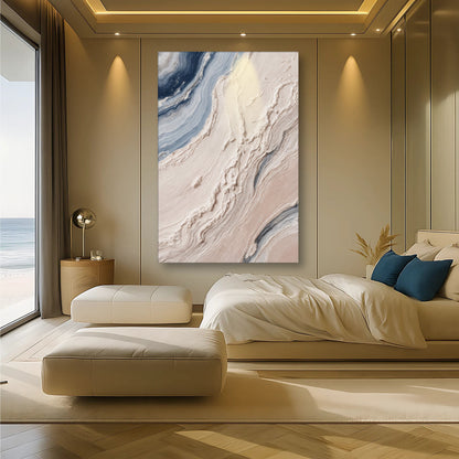 Minimalist Waves Wall Art III canvas by Tailored Canvases in blue-beige marble tones on Tampa Home & Garden Store