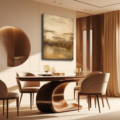 Neutral Abstract Wall Art canvas by Tailored Canvases in a warm beige dining room on Tampa Home & Garden Store