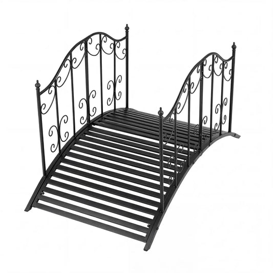 Garden Metal Bridge with Patterned Side Rails