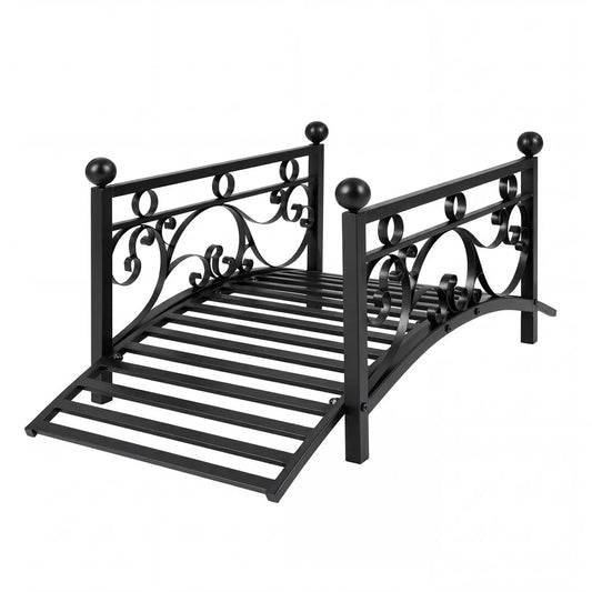 Garden Metal Bridge with Dual Patterned Rails