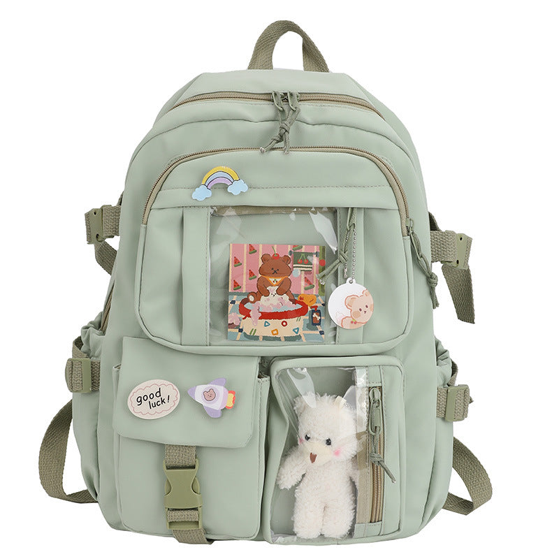 Dazzling Mini Backpack by Stevvex in sage green with pockets and plush bunny pocket on Tampa Home & Garden Store