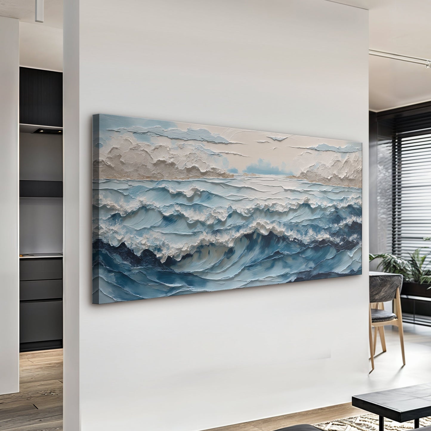 Ocean Embrace Wall Art canvas by Tailored Canvases featuring textured blue ocean waves on Tampa Home & Garden Store