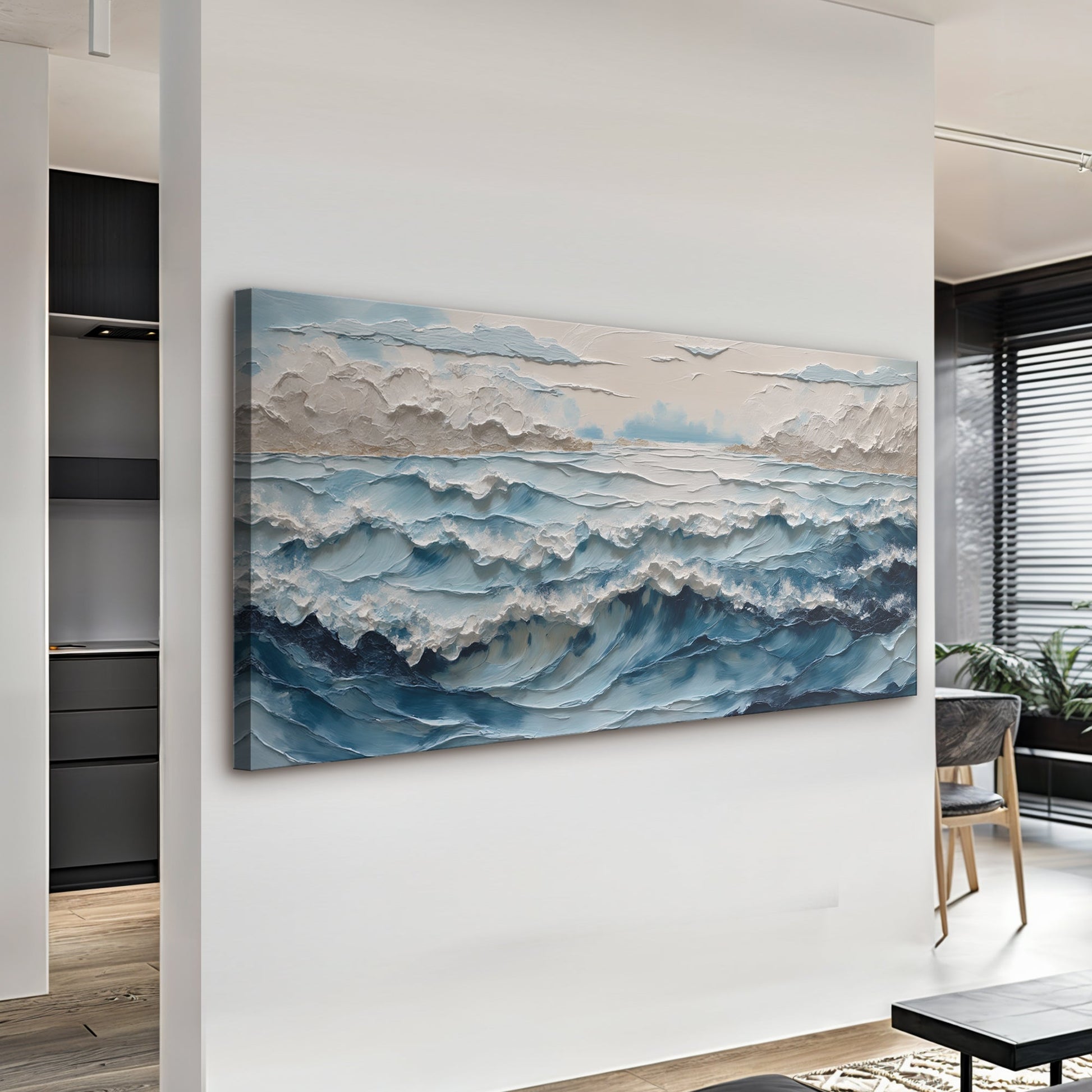 Ocean Embrace Wall Art canvas by Tailored Canvases featuring textured blue ocean waves on Tampa Home & Garden Store