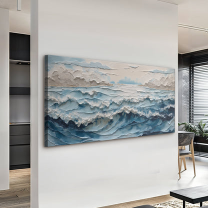 Ocean Embrace Wall Art canvas by Tailored Canvases featuring textured blue ocean waves on Tampa Home & Garden Store