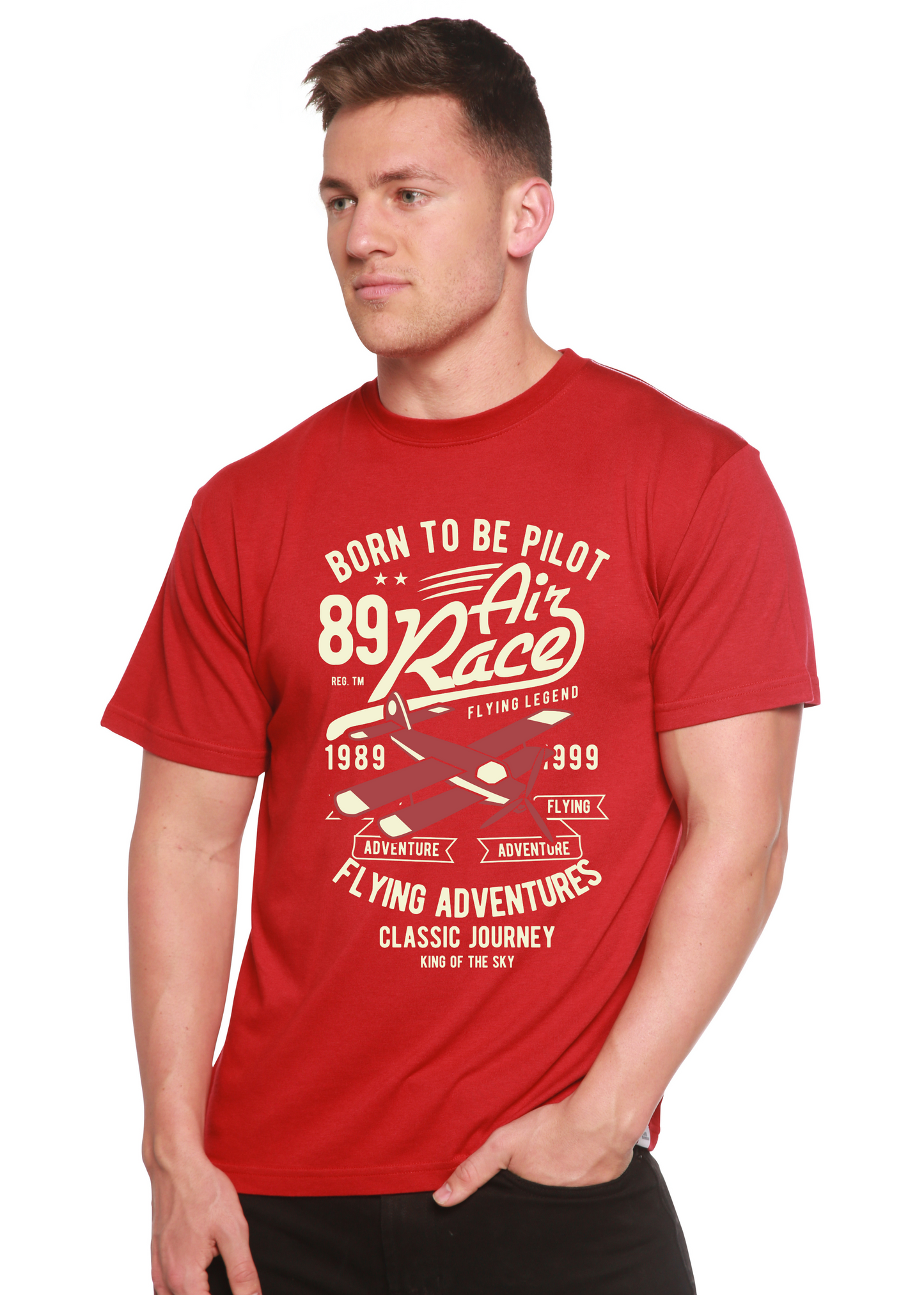 Born To Be Pilot men's bamboo viscose/organic cotton graphic tee red Spun Bamboo on Tampa Home & Garden Store