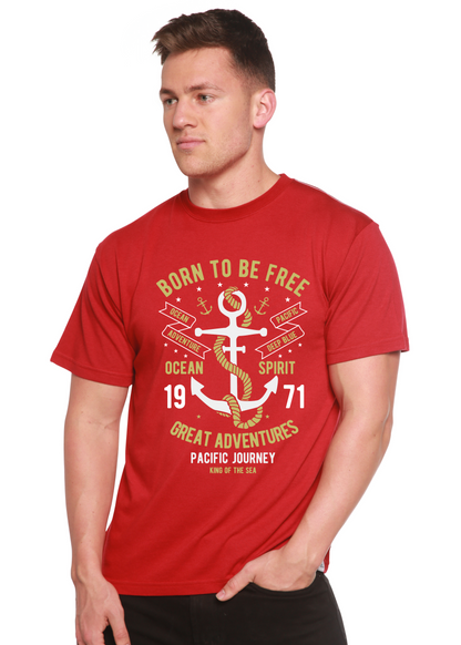 Born To Be Free men's red graphic T-shirt in bamboo viscose/organic cotton by Spun Bamboo on Tampa Home & Garden Store