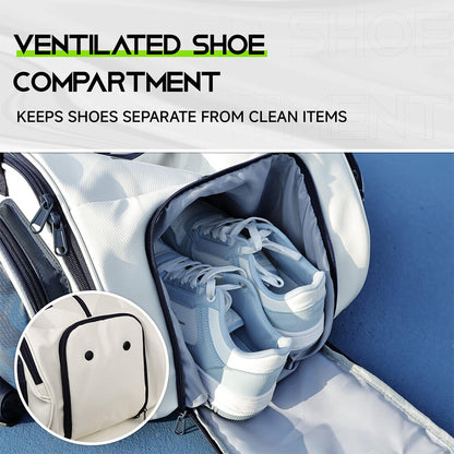 Pro Team Pickleball Bag by Warping Point with ventilated shoe compartment in white gray on Tampa Home & Garden Store