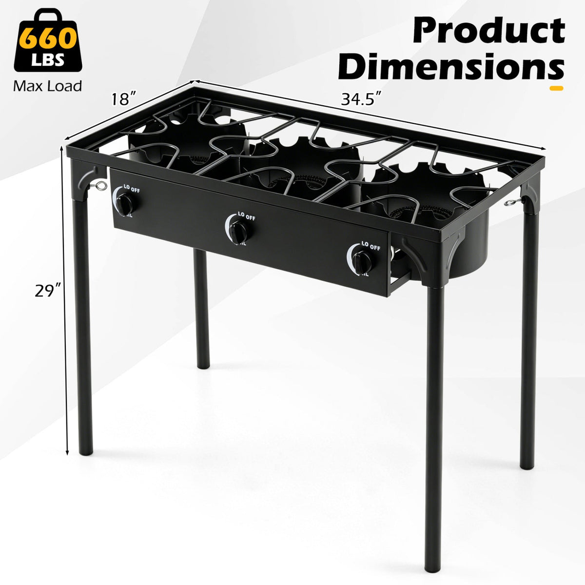 GemGear 3-Burner Propane Outdoor Grill, black steel frame, 240000 BTU on Tampa Home & Garden Store