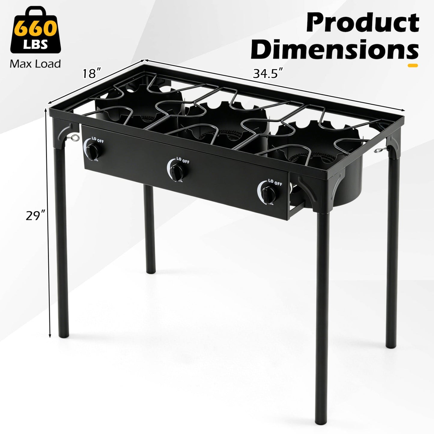 GemGear 3-Burner Propane Outdoor Grill in black metal with three burners on Tampa Home & Garden Store