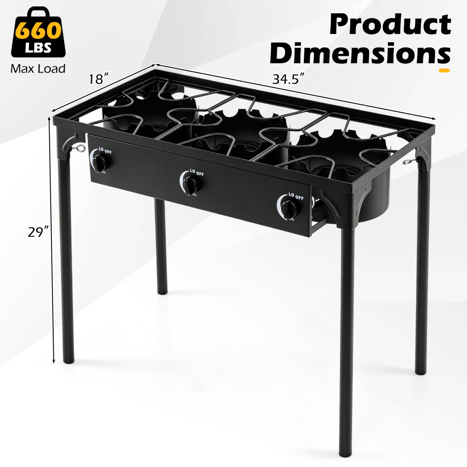 GemGear 3-Burner Propane Outdoor Grill in black metal with three burners on Tampa Home & Garden Store