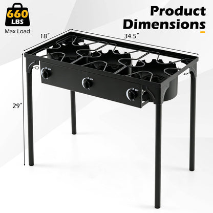 GemGear 3-Burner Propane Outdoor Grill in black metal with three burners on Tampa Home & Garden Store