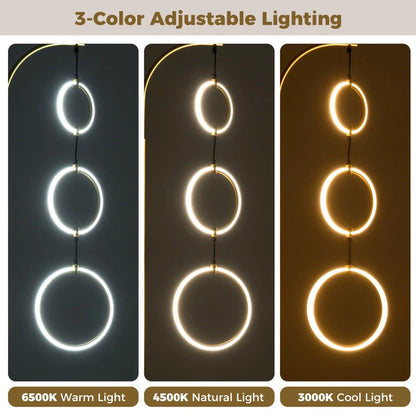 3-Circle Dimmable LED Floor Lamp with Foot Pedal Switch 3 Color Temperatures