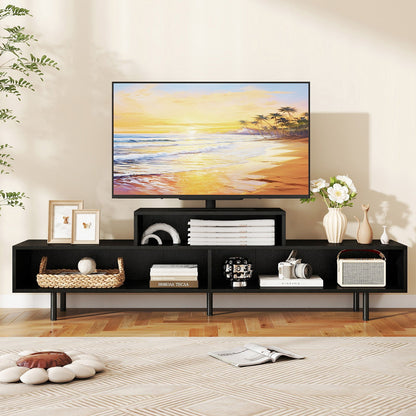 3 Cubby TV Stand for TVs up to 70 Inch with Open Storage Compartments