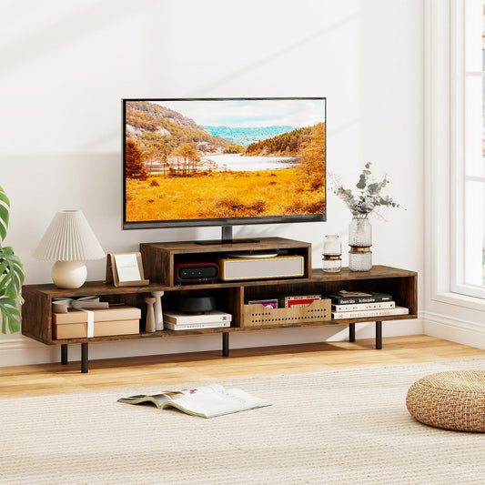 3 Cubby TV Stand for TVs up to 70 Inch with Open Storage Compartments - Tampa Home & Garden Store