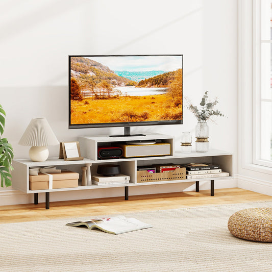 3 Cubby TV Stand for TVs up to 70 Inch with Open Storage Compartments - Tampa Home & Garden Store