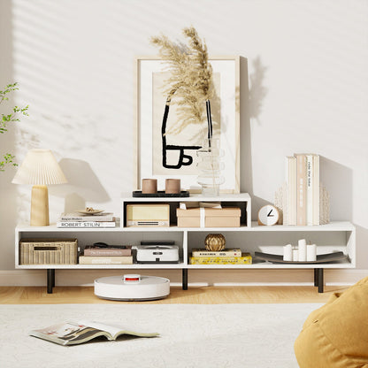 3 Cubby TV Stand for TVs up to 70 Inch with Open Storage Compartments