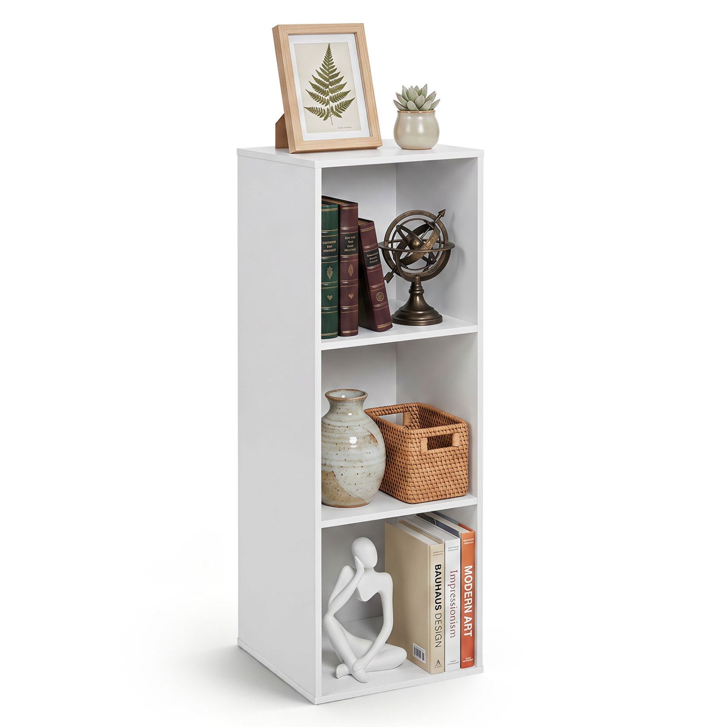 White 3-cube bookcase by DirectDeals with anti-tipping kits, open shelves for books and decor on Tampa Home & Garden Store