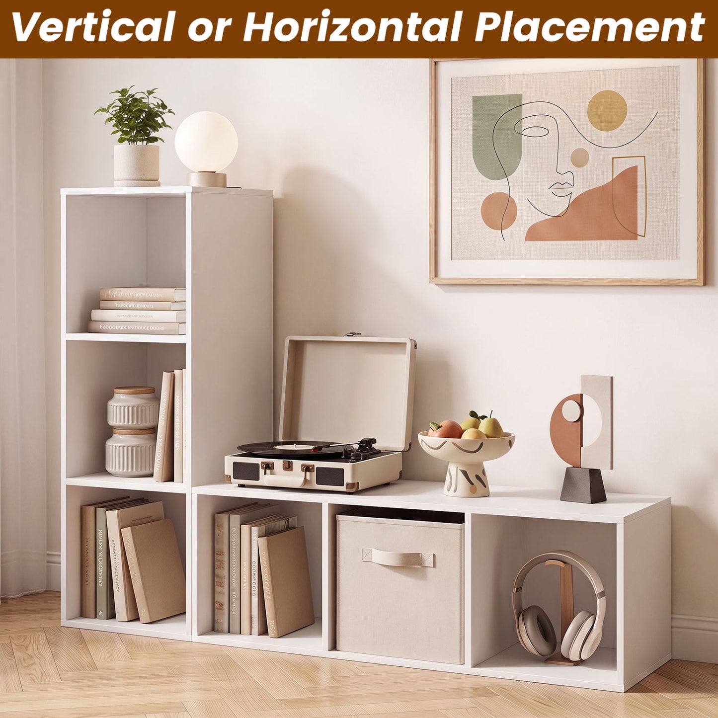 3-Cube Bookcase with Anti-Tipping Kits - White, DirectDeals, modern cube storage on Tampa Home & Garden Store