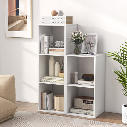 Estantería de 3 cubos con barandilla trasera para sala de estar o dormitorio - Blanco