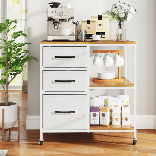 3 Drawer Mobile File Cabinet with Charging Station Rolling Printer Stand with Open Storage Shelves - Tampa Home & Garden Store