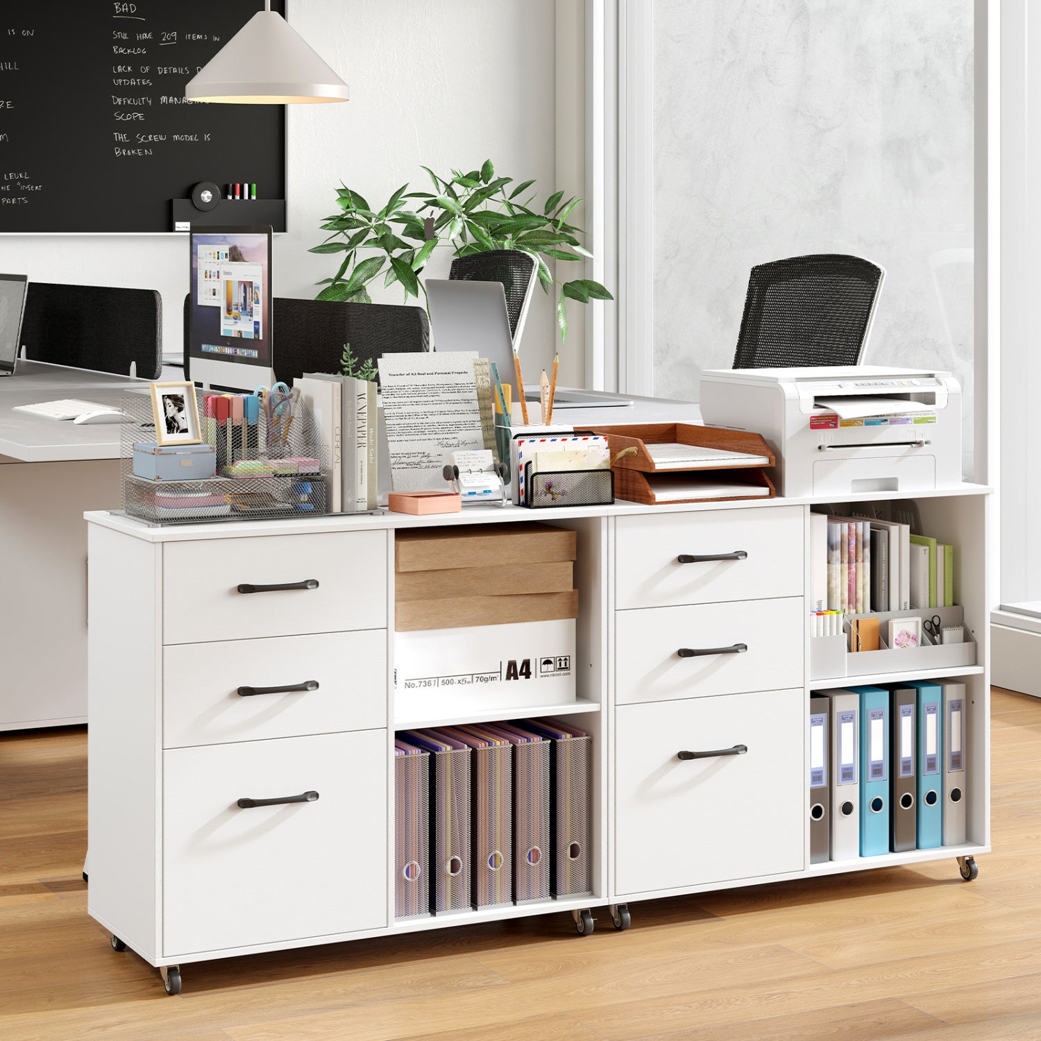 3-Drawer Mobile File Cabinet with Open Storage Shelves white DirectDeals on wheels on Tampa Home & Garden Store
