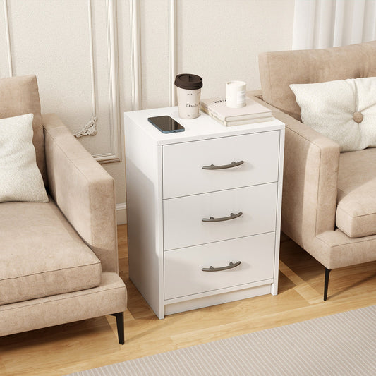 3 Drawer Nightstand with Storage for Living Room-White - Tampa Home & Garden Store