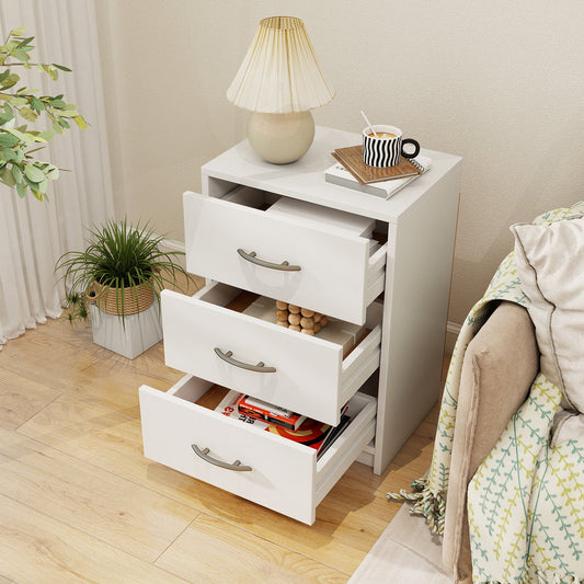 3 Drawer Nightstand with Storage for Living Room-White - Tampa Home & Garden Store