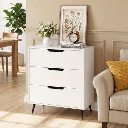 Three Drawer Dresser with Metal Legs Rustic
