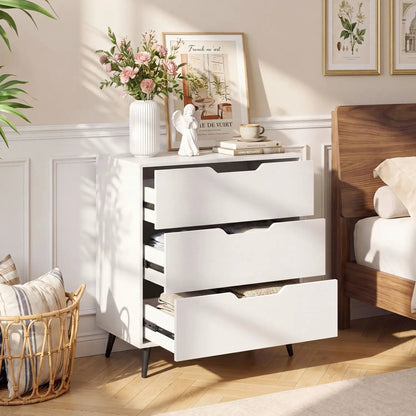 Three Drawer Dresser with Metal Legs Rustic