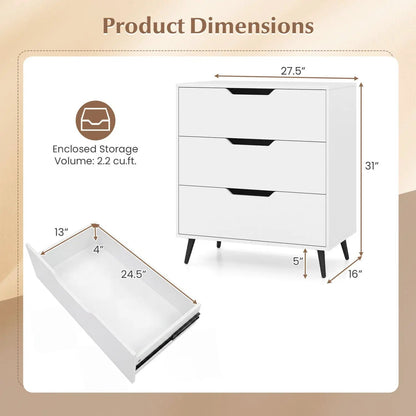Three Drawer Dresser with Metal Legs Rustic
