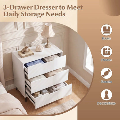 Three Drawer Dresser with Metal Legs Rustic