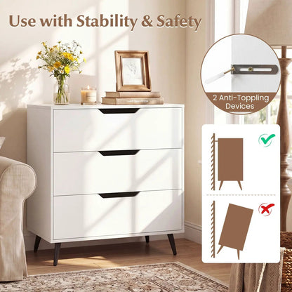 Three Drawer Dresser with Metal Legs Rustic